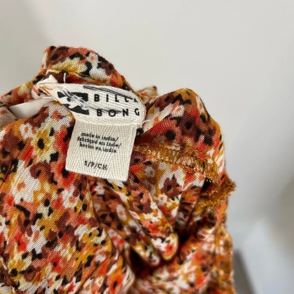 Billabong Floral Fit Long Sleeve Mini Dress Beach Tropical Size SP NWOT - Picture 13 of 13